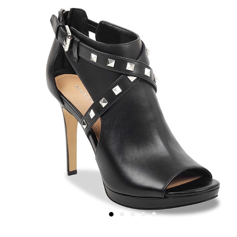 Edgy Marc Fisher Mahiya Studded Platform Peep Toe Stilettos
